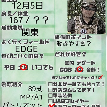 サバゲープロフィール